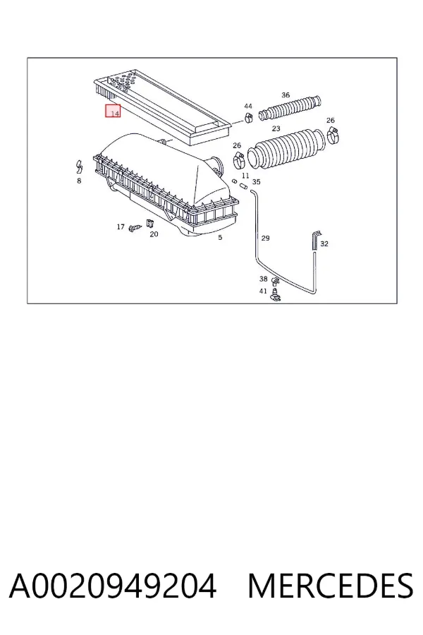 Filtro de ar A0020949204 Mercedes