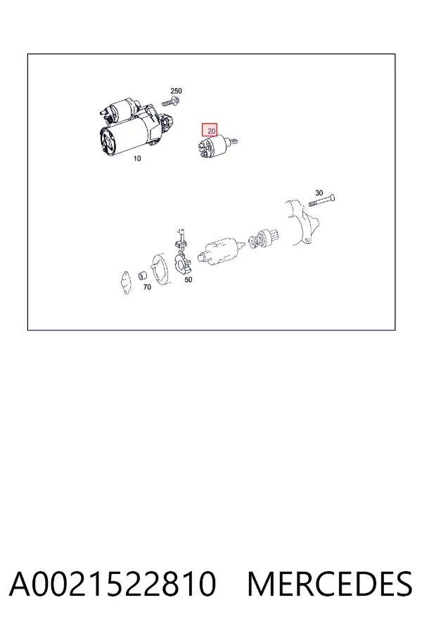 Relê retrator do motor de arranco A0021522810 Mercedes
