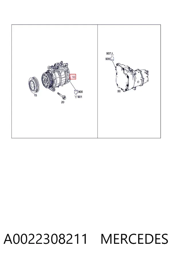 Compressor de aparelho de ar condicionado A0022308211 Mercedes