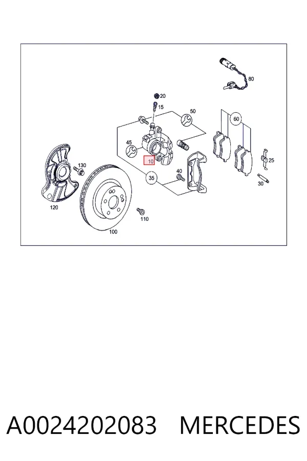 Suporte do freio dianteiro direito A0024202083 Mercedes