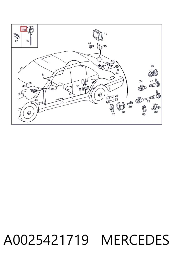 Relê das luzes de nevoeiro A0025421719 Mercedes