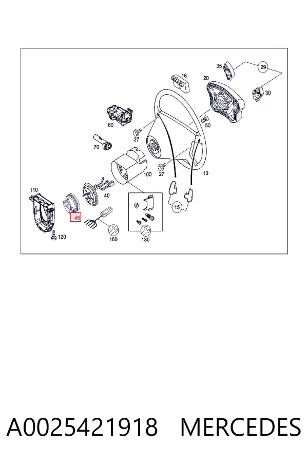 Sensor do ângulo de viragem do volante de direção A0025421918 Mercedes