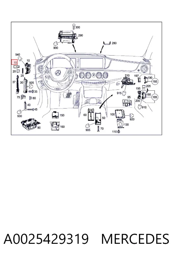 Relê do compressor de suspensão pneumática A0025429319 Mercedes