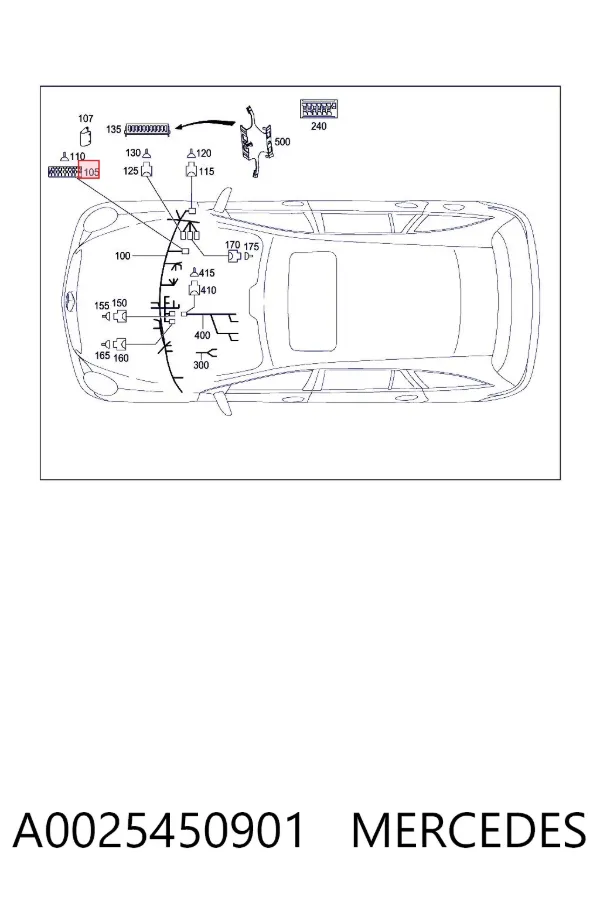 Unidade de dispositivos de segurança A0025450901 Mercedes