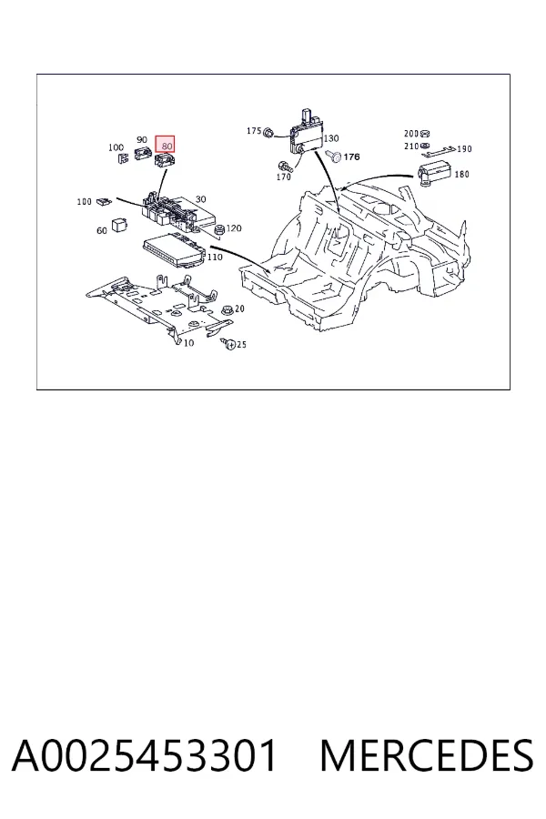Unidade de dispositivos de segurança A0025453301 Mercedes