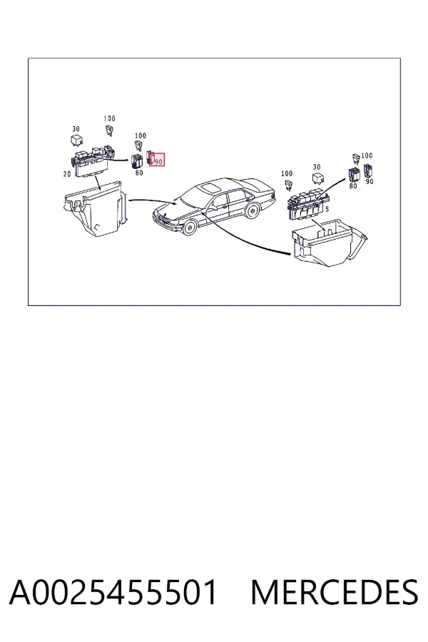 Unidade de dispositivos de segurança A0025455501 Mercedes