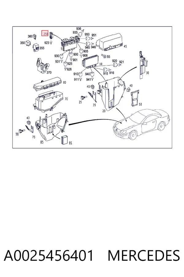 Unidade de dispositivos de segurança A0025456401 Mercedes