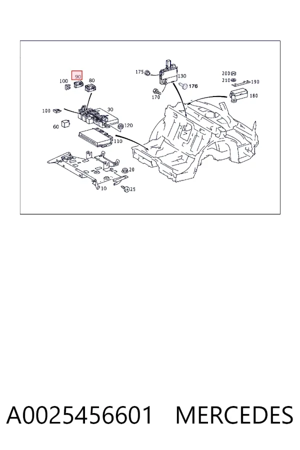 Unidade de dispositivos de segurança A0025456601 Mercedes