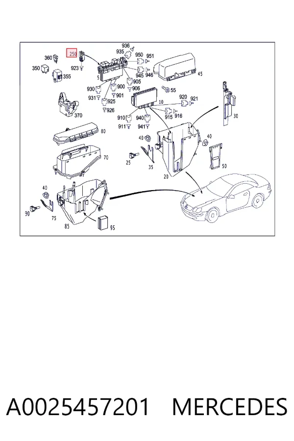 Unidade de dispositivos de segurança A0025457201 Mercedes