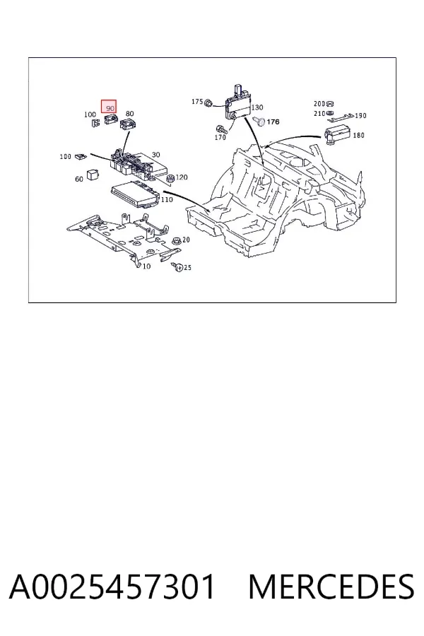 Unidade de dispositivos de segurança A0025457301 Mercedes