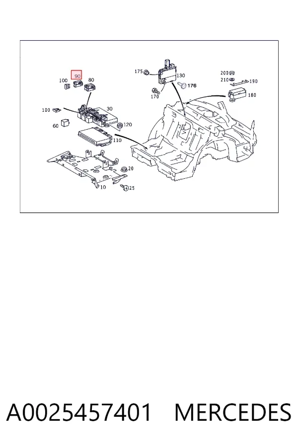 Unidade de dispositivos de segurança A0025457401 Mercedes