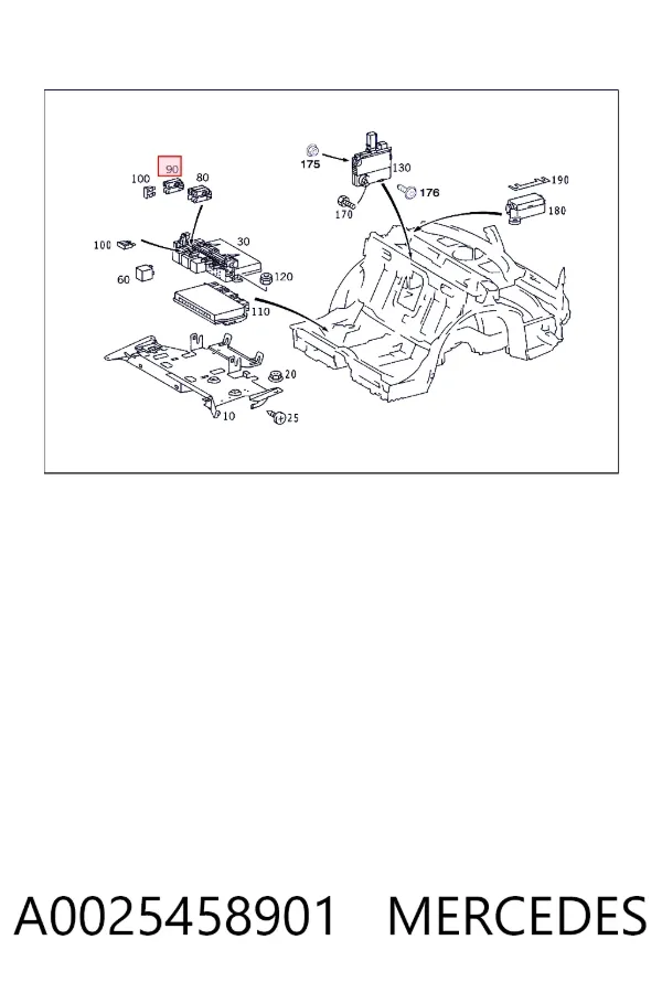 Unidade de dispositivos de segurança A0025458901 Mercedes