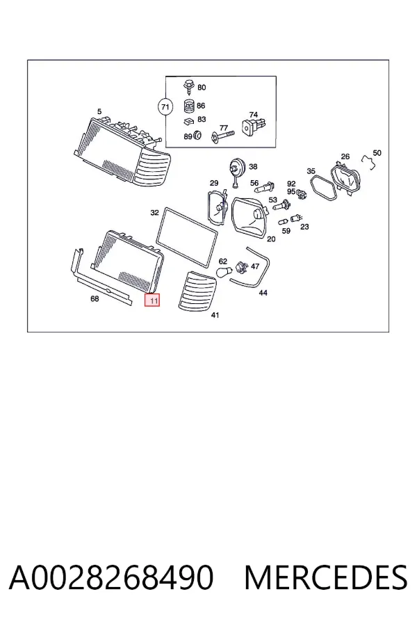 Vidro da luz esquerda A0028268490 Mercedes
