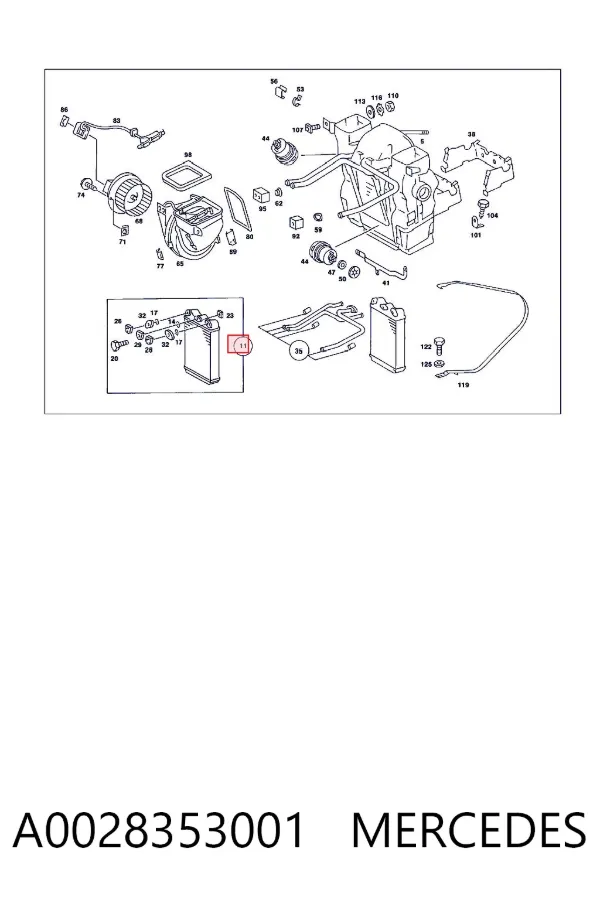 Radiador de forno (de aquecedor) A0028353001 Mercedes