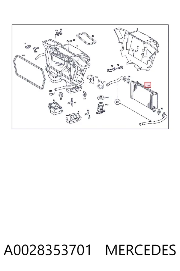 Radiador de forno (de aquecedor) A0028353701 Mercedes
