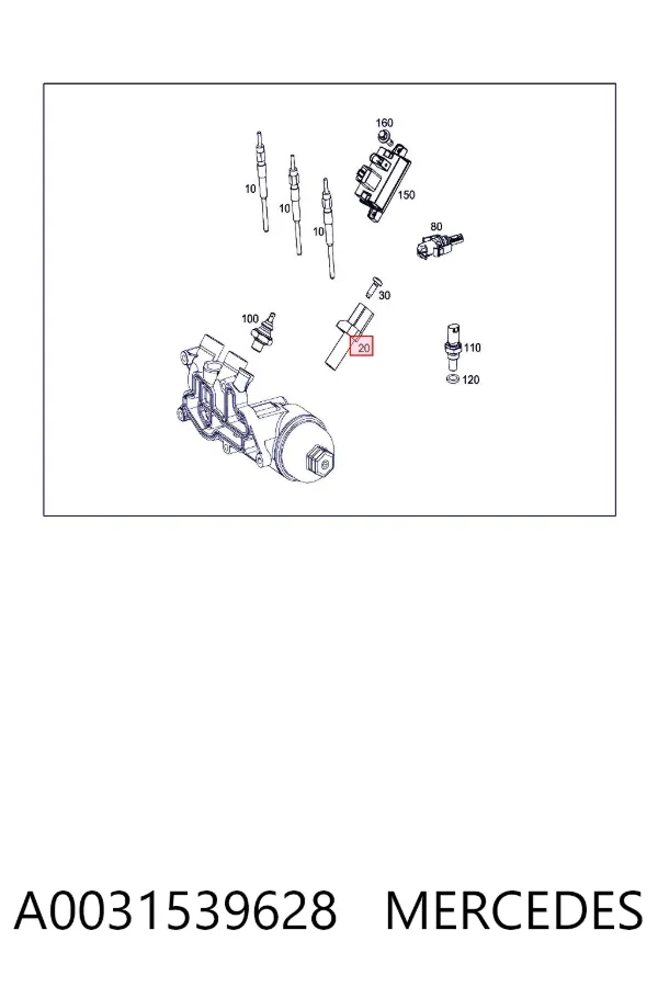 Sensor de posição (de revoluções) de cambota A0031539628 Mercedes