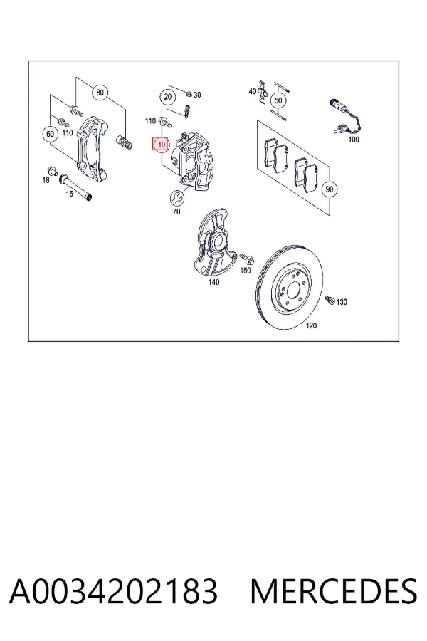 Suporte do freio dianteiro esquerdo A0034202183 Mercedes