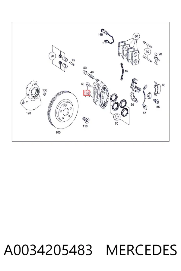 Suporte do freio dianteiro direito A0034205483 Mercedes