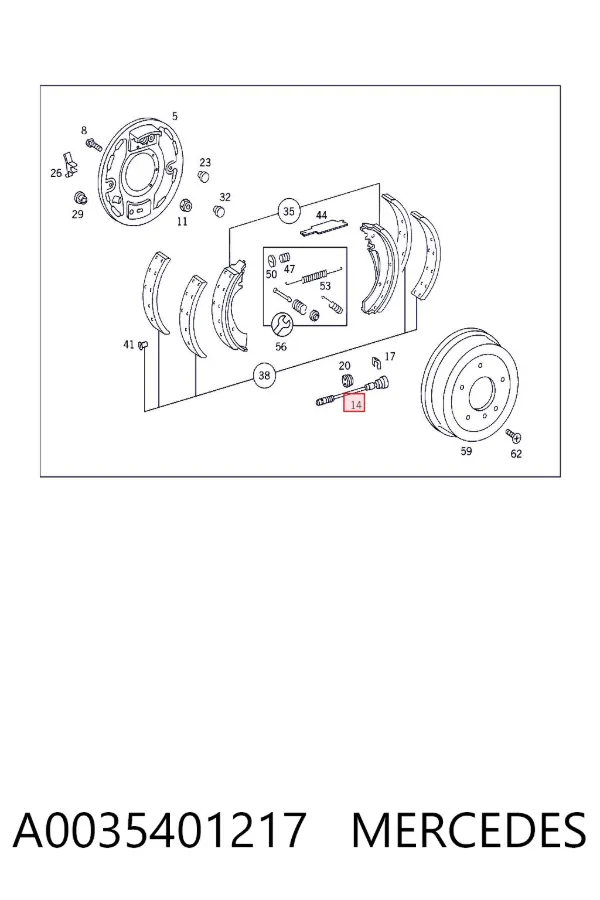 Sensor traseiro esquerdo de desgaste das sapatas do freio A0035401217 Mercedes