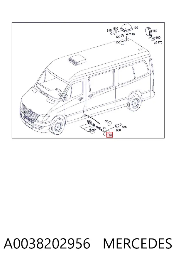 Posição lateral (furgão) A0038202956 Mercedes
