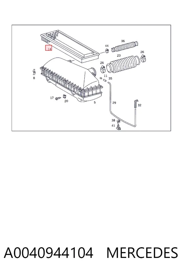 Filtro de ar A0040944104 Mercedes