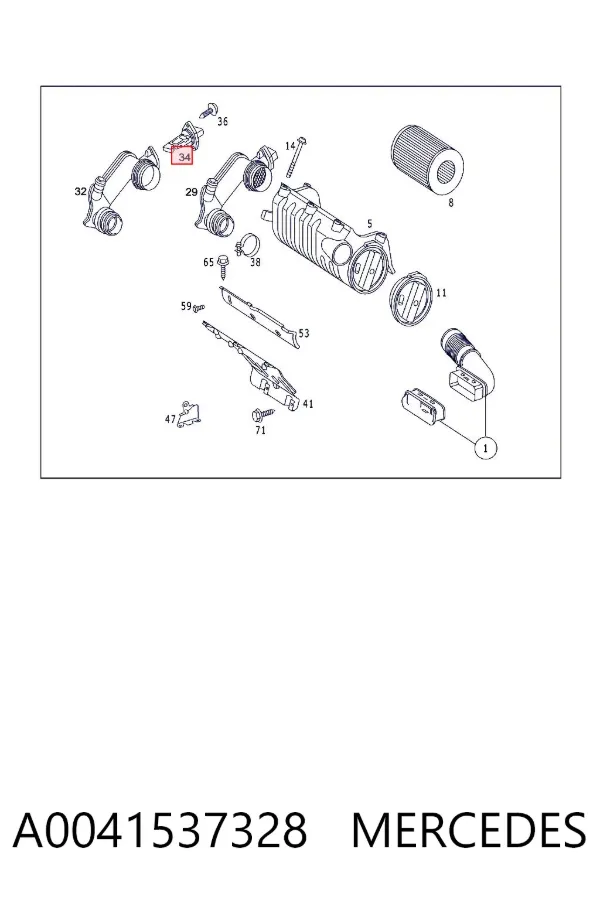 Sensor de fluxo (consumo) de ar, medidor de consumo M.A.F. - (Mass Airflow) A0041537328 Mercedes