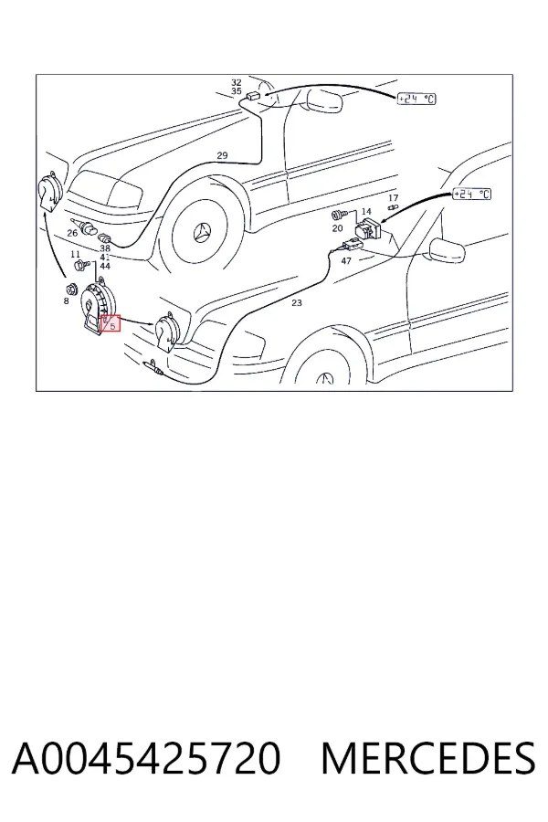 Sinal sonoro (cláxon) A0045425720 Mercedes