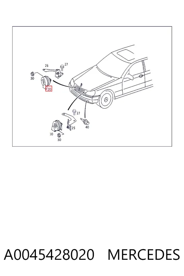 Sinal sonoro (cláxon) A0045428020 Mercedes