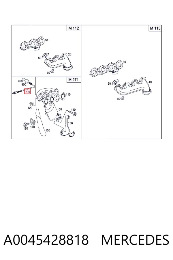 Sonda lambda, sensor de oxigênio até o catalisador A0045428818 Mercedes