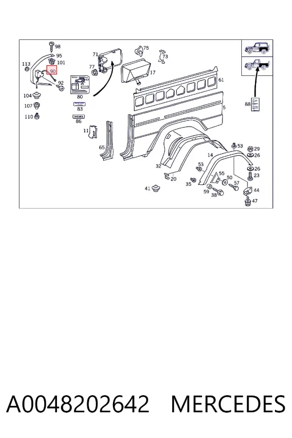 Motor acionador de abertura do alcapão de tanque A0048202642 Mercedes