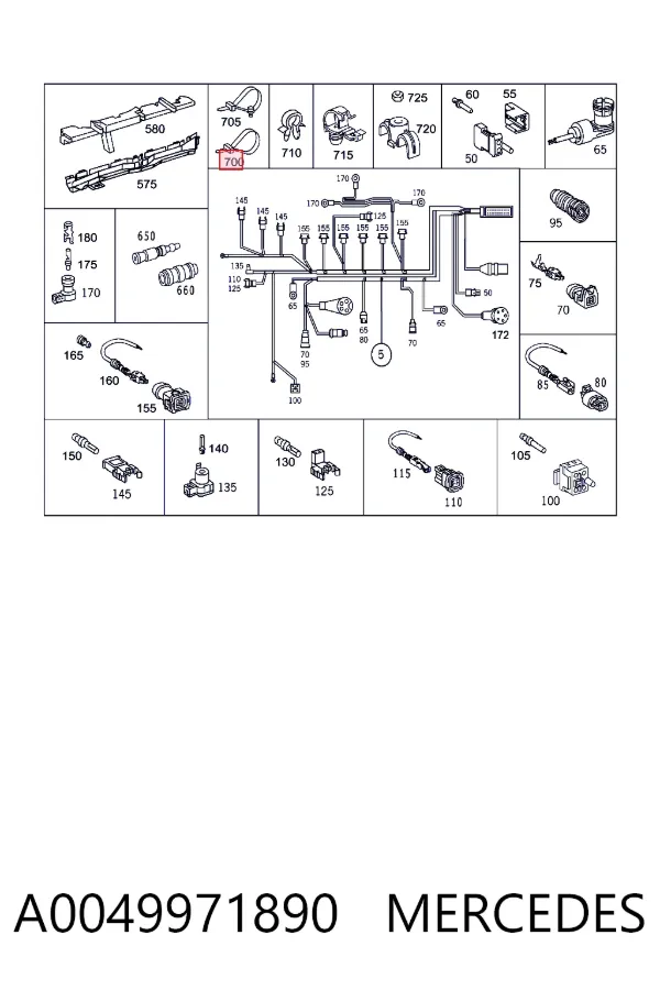Braçadeira de plástico universal A0049971890 Mercedes