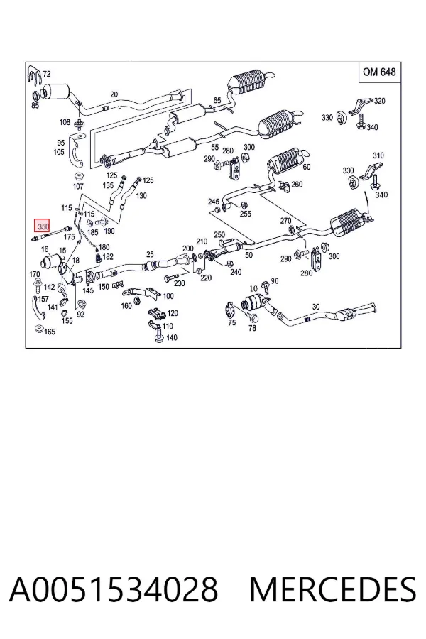 Sensor de temperatura dos gases de escape (GE), no catalisador A0051534028 Mercedes