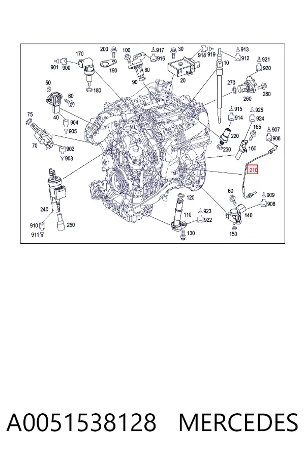 Sensor de temperatura dos gases de escape (GE), antes de turbina A0051538128 Mercedes