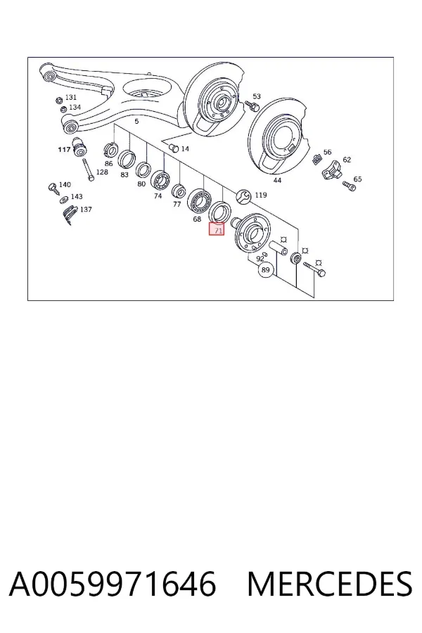 Vedação externa de cubo traseiro A0059971646 Mercedes