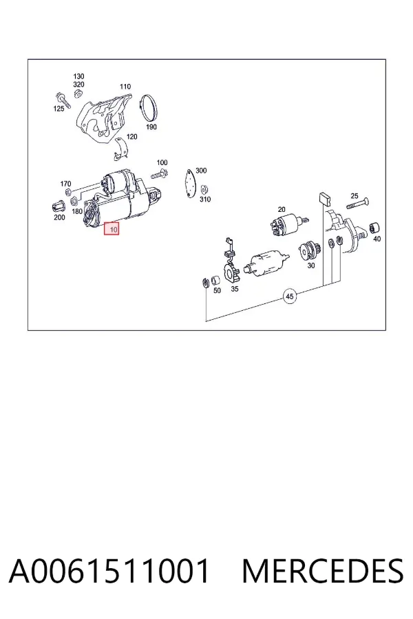 Motor de arranco A0061511001 Mercedes