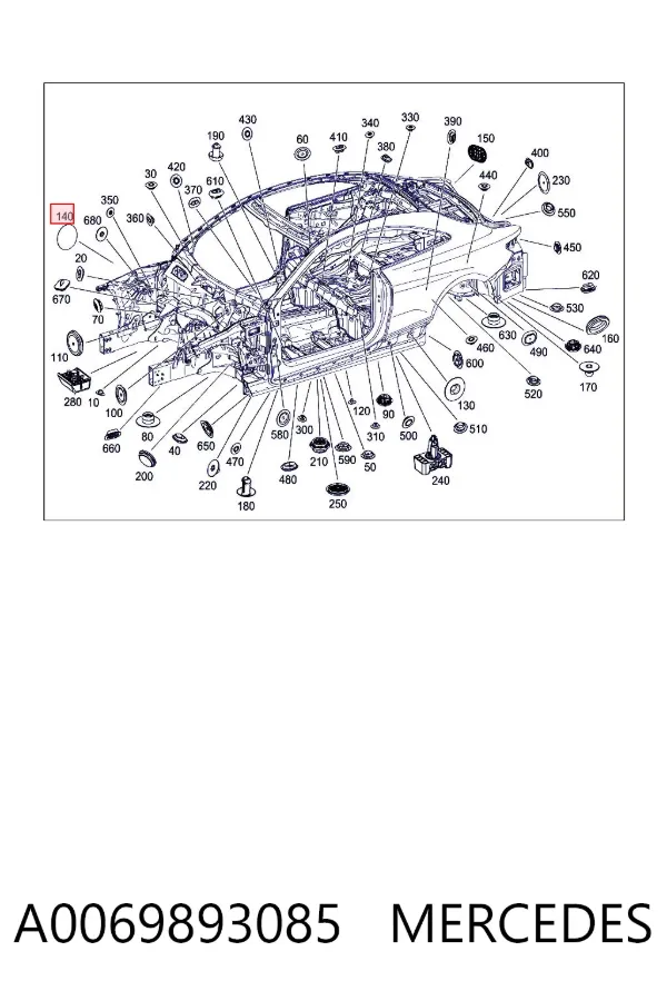 Tampa de tanque de fluido para lavador A0069893085 Mercedes