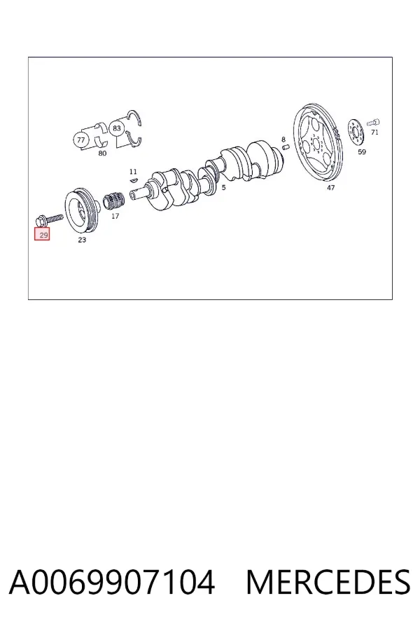 Parafuso da polia de cambota A0069907104 Mercedes