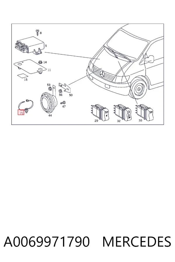 Braçadeira de plástico universal A0069971790 Mercedes