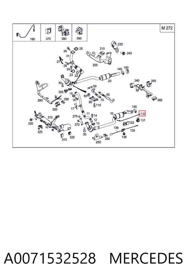 Sensor de temperatura dos gases de escape (GE), até o catalisador A0071532528 Mercedes
