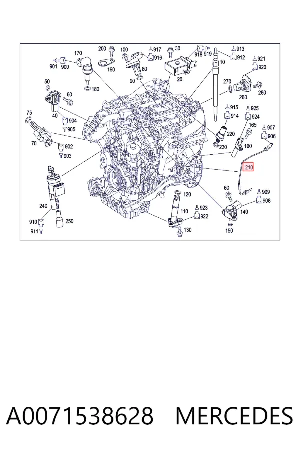 Sensor de temperatura dos gases de escape (GE), antes de turbina A0071538628 Mercedes