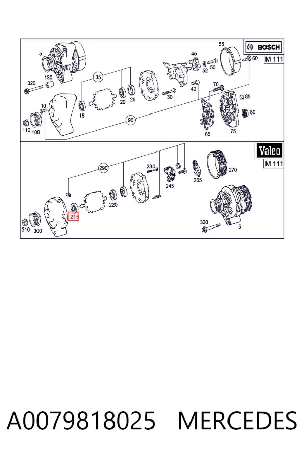 Rolamento do gerador A0079818025 Mercedes
