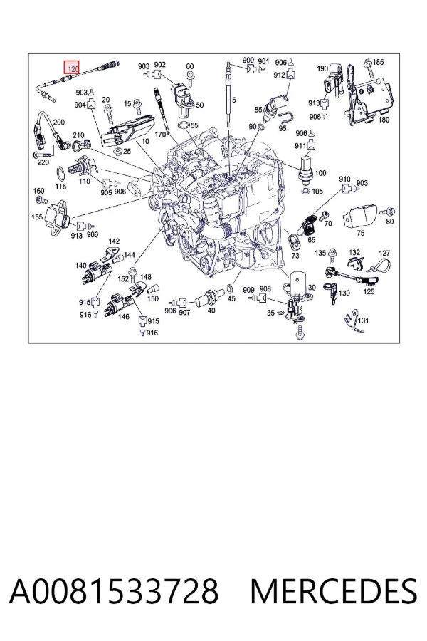 Sensor de temperatura dos gases de escape (GE), antes de turbina A0081533728 Mercedes