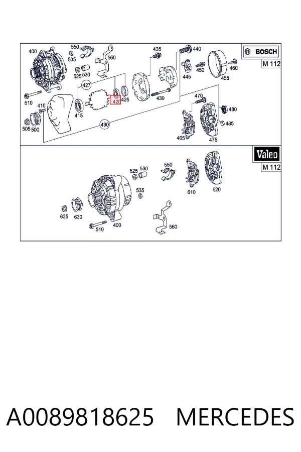 Rolamento do gerador A0089818625 Mercedes