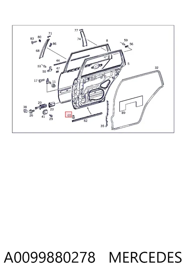 Braçadeira (cápsula) de fixação de moldura da porta A0099880278 Mercedes