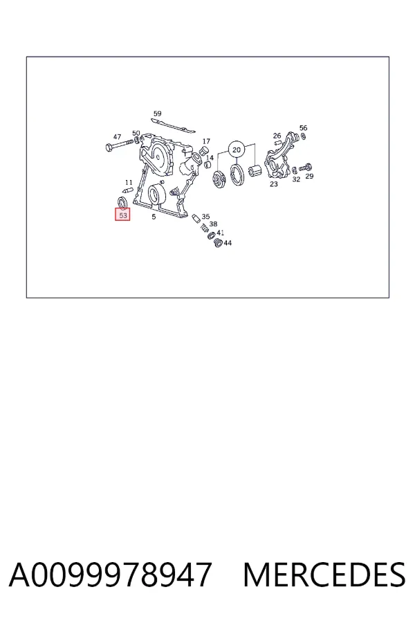 Vedação dianteira de cambota de motor A0099978947 Mercedes