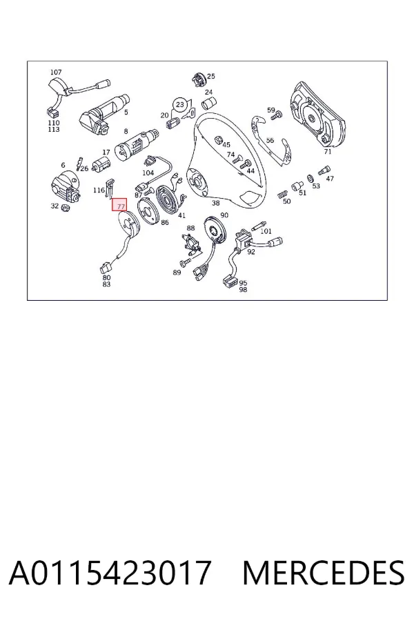 Sensor do ângulo de viragem do volante de direção A0115423017 Mercedes