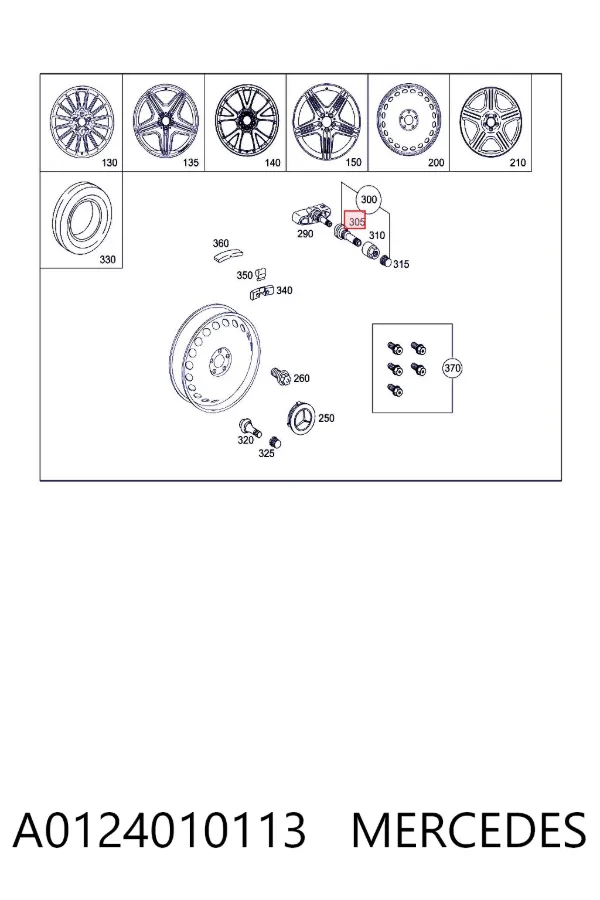 Válvula de controlo de pressão de ar no pneu A0124010113 Mercedes