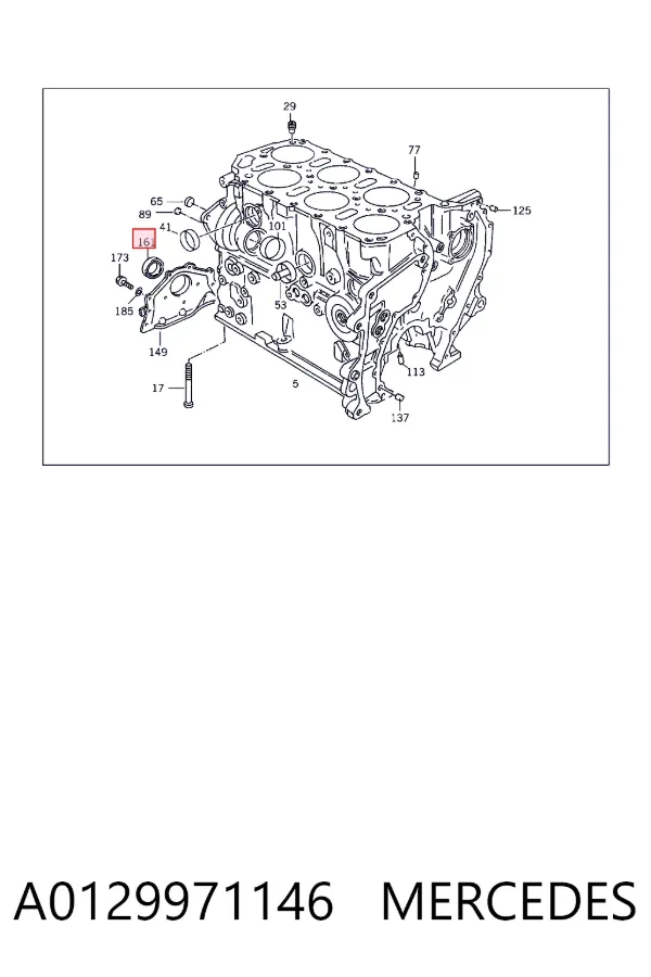 Vedação dianteira de cambota de motor A0129971146 Mercedes