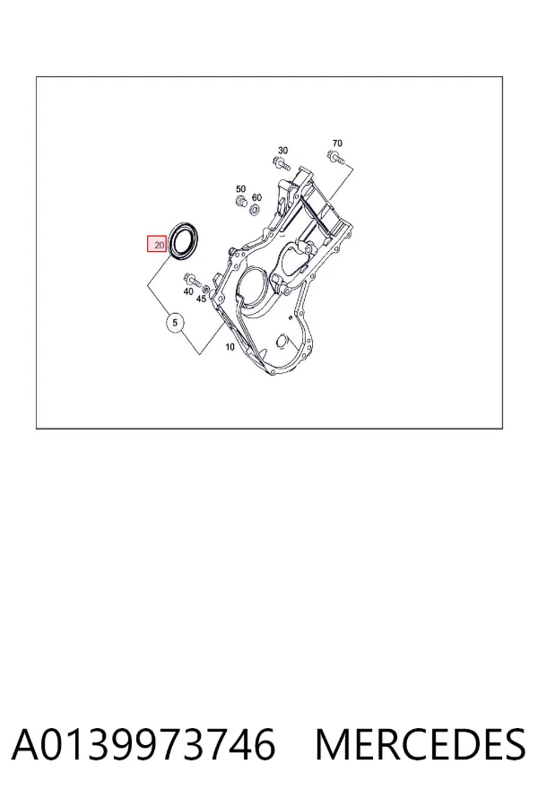 Vedação dianteira de cambota de motor A0139973746 Mercedes