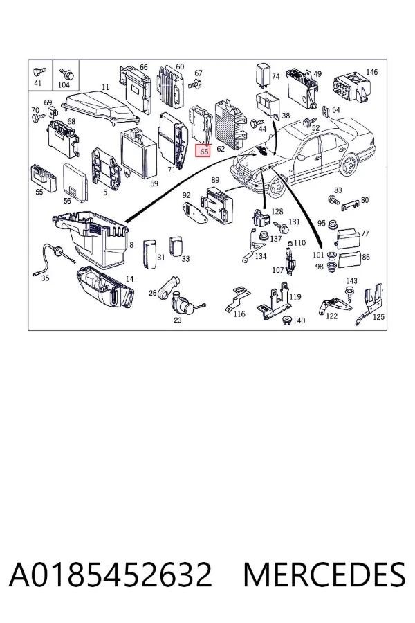 Módulo de direção (Centralina eletrônica) de motor A0185452632 Mercedes